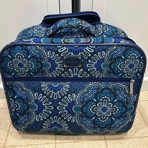 Vera Bradley Navy and White Patterned Travel Rolling Bag